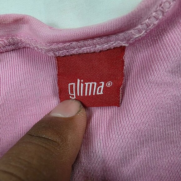 Glima Womens Size Small Pink Floral Graphic 3/4 Sleeve Shirt Made In USA - Picture 3 of 11